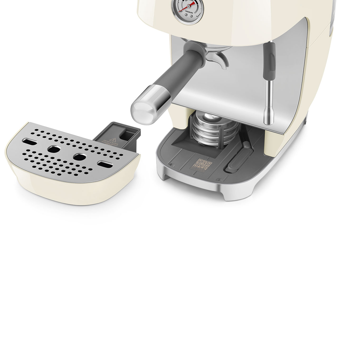 Machine expresso manuelle SMEG avec broyeur intégré - Crème Brillant - ECF03CREU – Image 2
