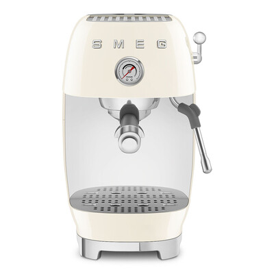Machine expresso manuelle SMEG avec broyeur intégré - Crème Brillant - ECF03CREU
