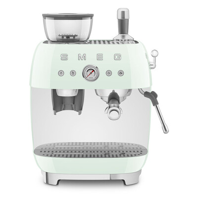 Machine expresso manuelle SMEG avec broyeur intégré - Vert d'Eau Brillant - EGF03PGEU
