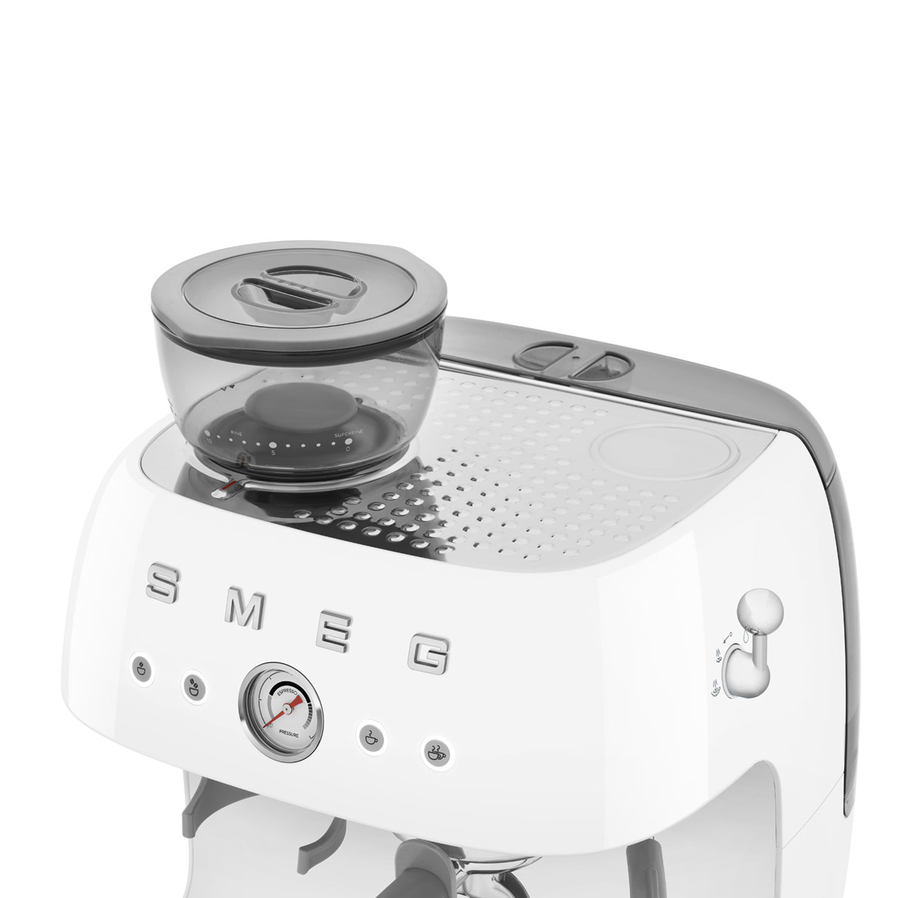 Machine expresso manuelle SMEG avec broyeur intégré - Blanc Brillant - EGF03WHEU – Image 2