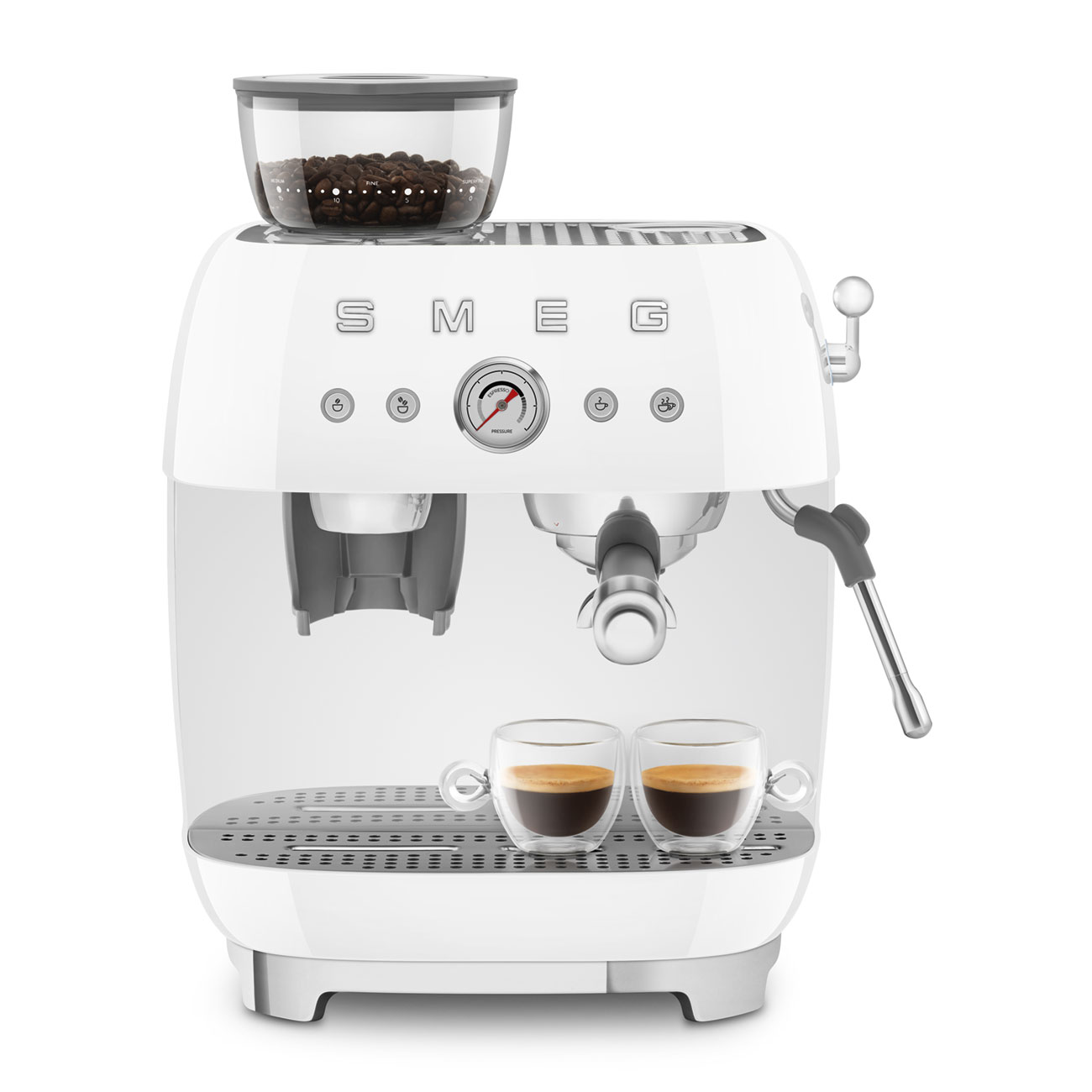 Machine expresso manuelle SMEG avec broyeur intégré - Blanc Brillant - EGF03WHEU – Image 3