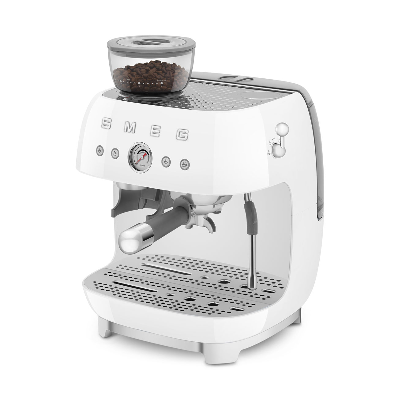 Machine expresso manuelle SMEG avec broyeur intégré - Blanc Brillant - EGF03WHEU – Image 4
